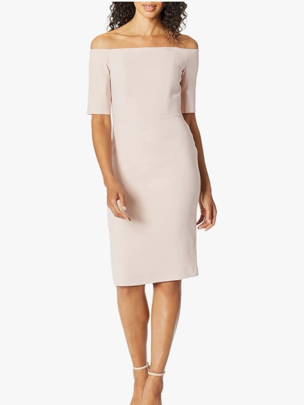 Calvin Klein white off-the-shoulder sheath dress